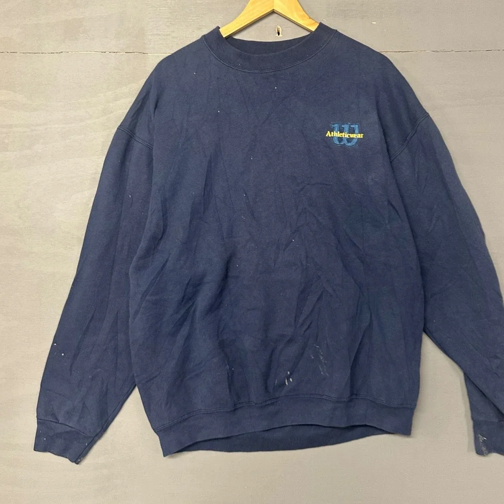 Vintage‎ Wilson Athleticwear Sweatshirt Navy Blue Crew Neck Long Sleeve XL